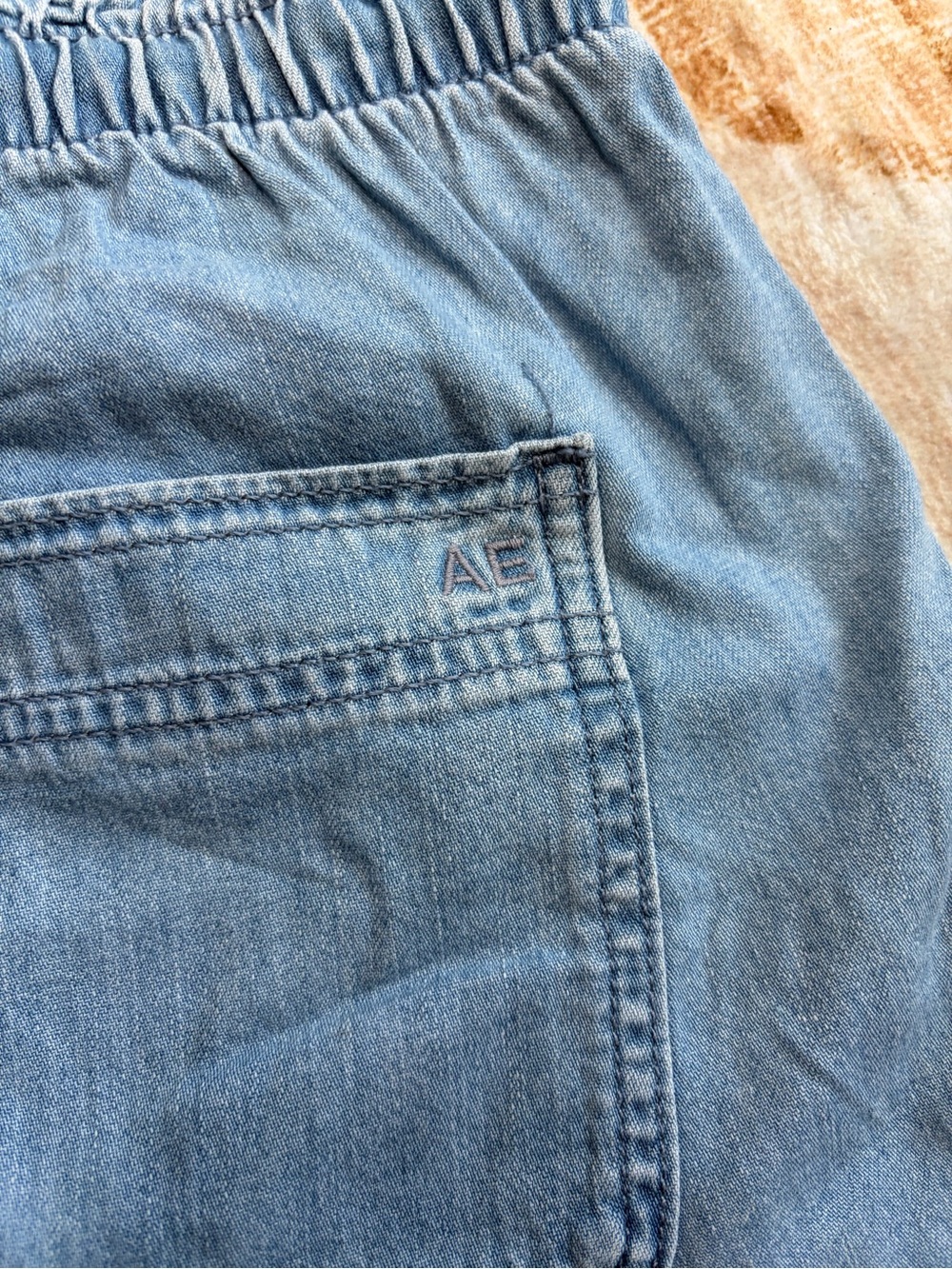 American Eagle Light Blue Drawstring Denim-Look Shorts Teen Girl XS - Picture 3 of 5